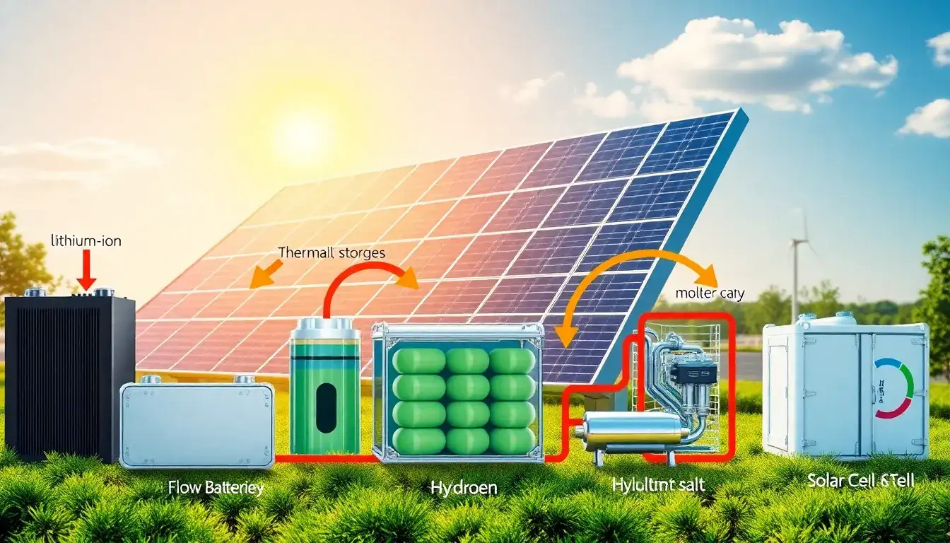 What types of energy storage technologies are most effective for solar power systems