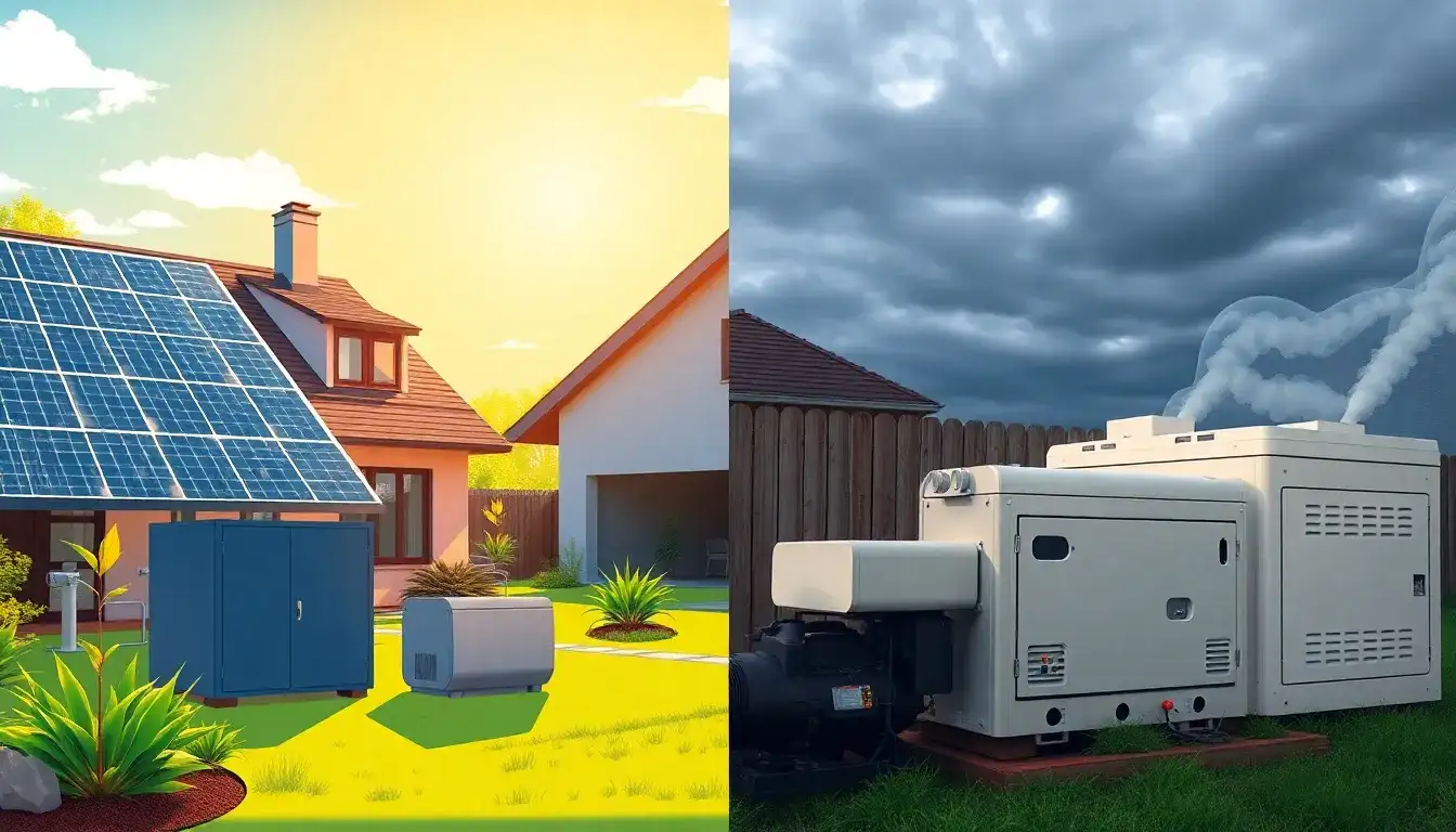 How do solar and storage systems compare to traditional backup generators in terms of reliability and efficiency
