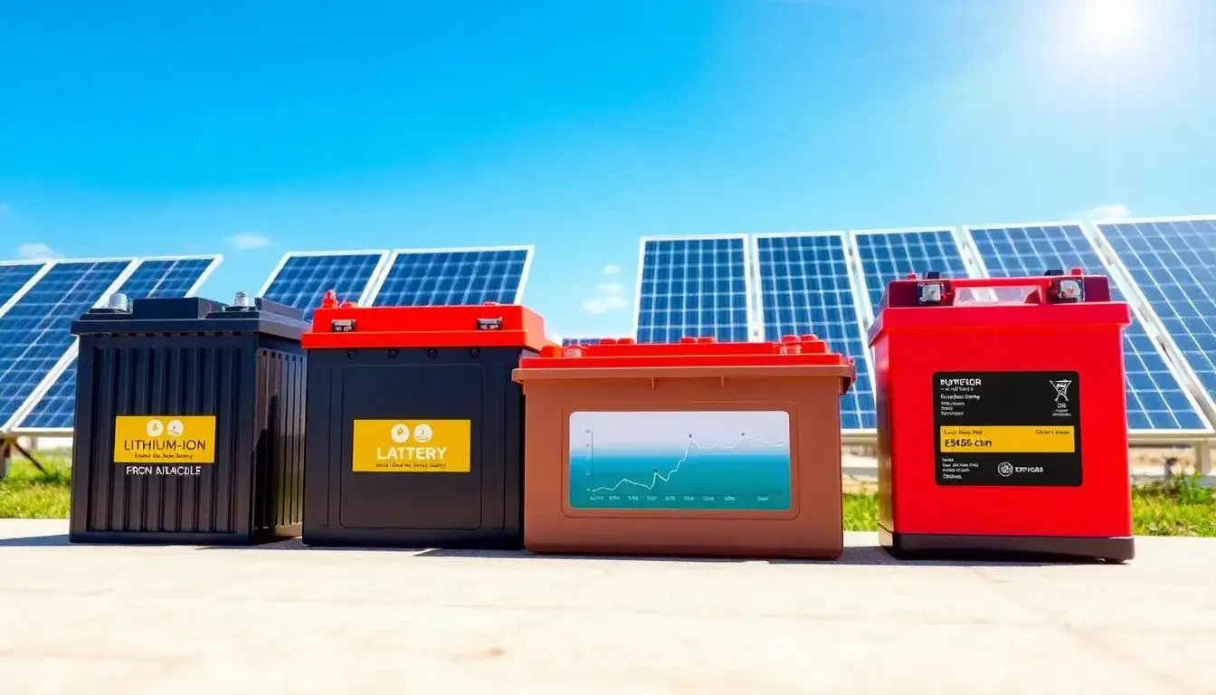 What are the most effective battery types for solar energy storage