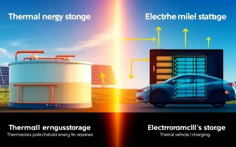 How does thermal energy storage differ from electrochemical storage in terms of application