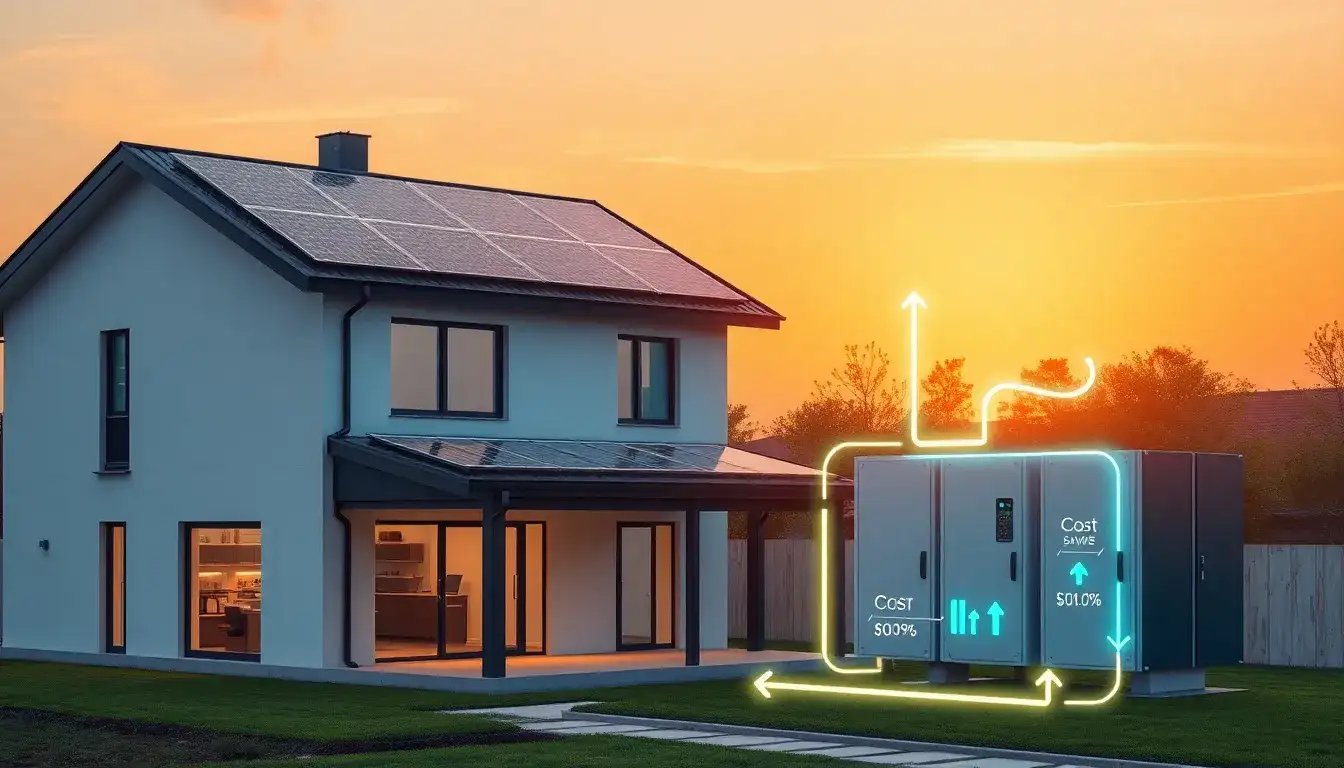 What are the cost savings associated with integrating energy storage with solar panels