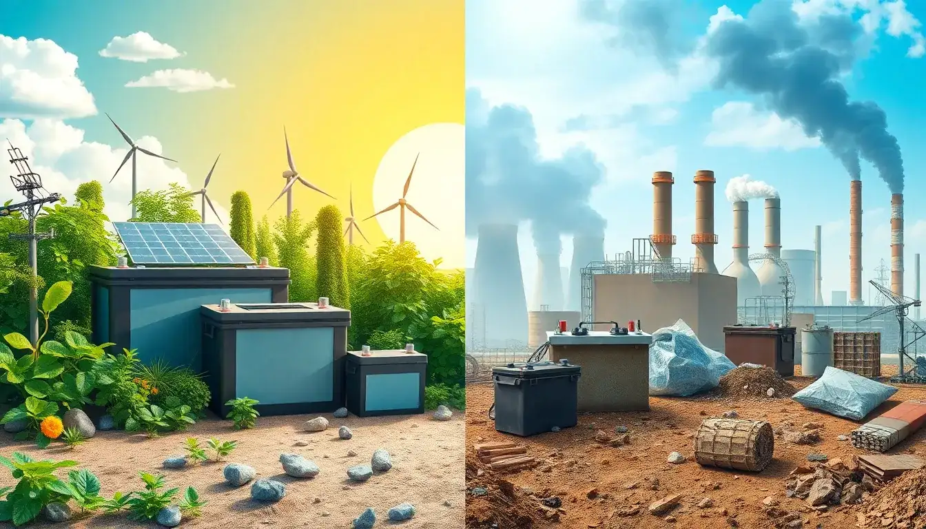 What are the environmental impacts of different types of solar batteries