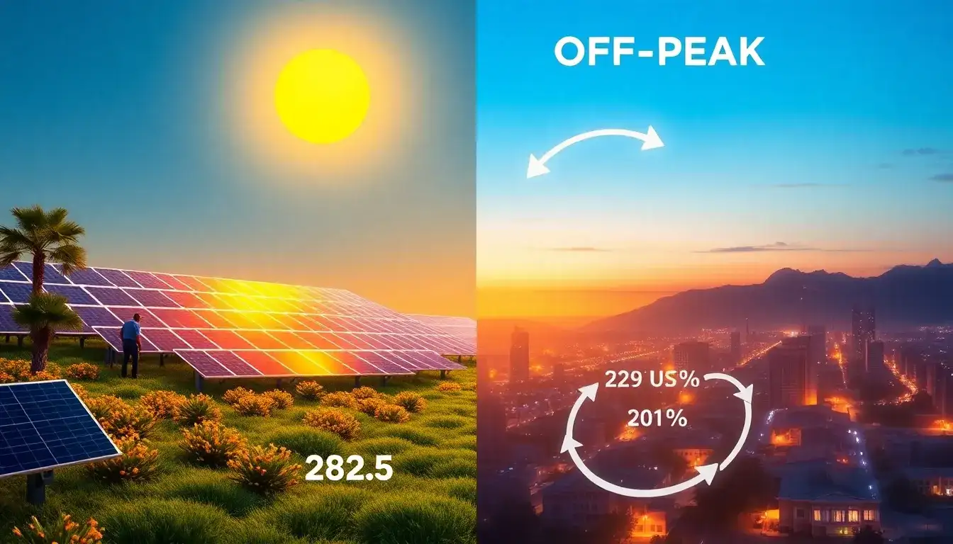 How do peak and off-peak hours align with solar generation times