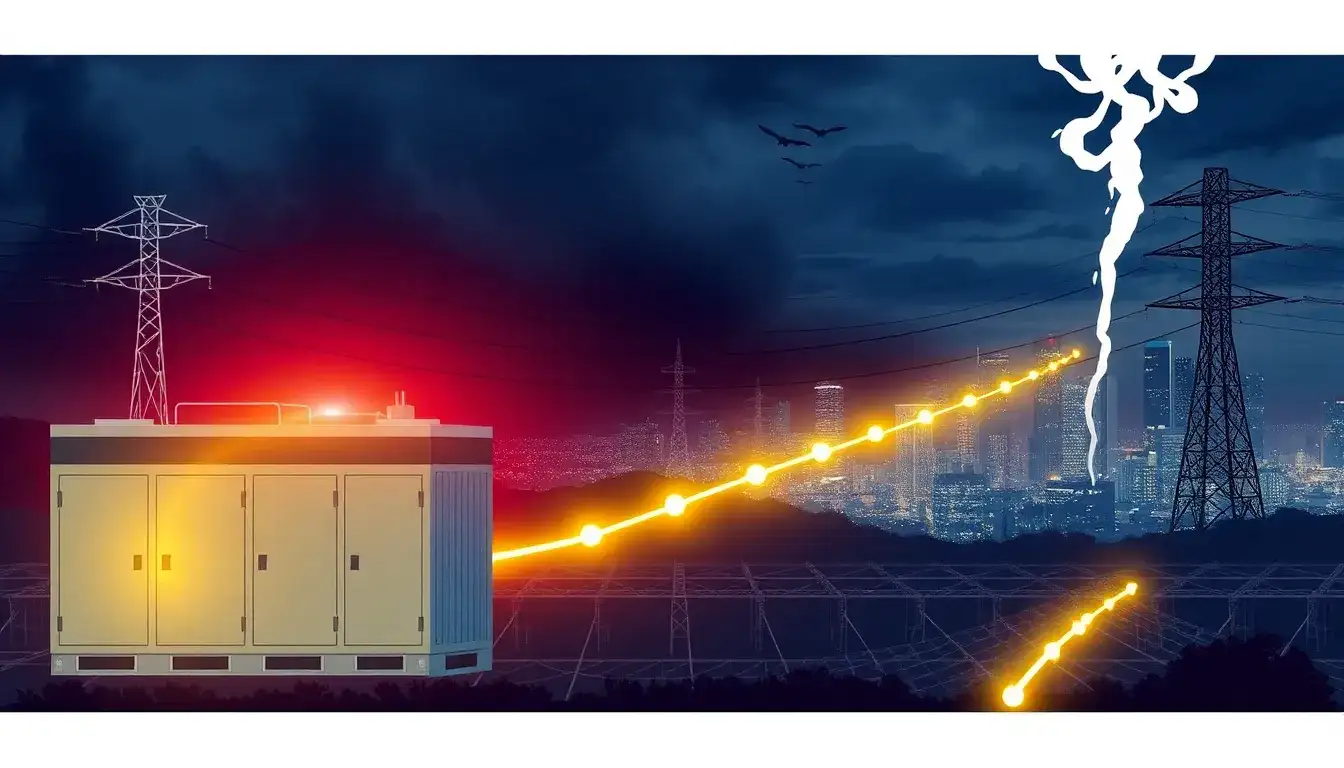 What role does energy storage play in voltage support during grid outages