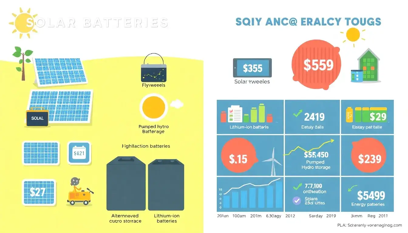 How do the costs of solar batteries compare to other energy storage options