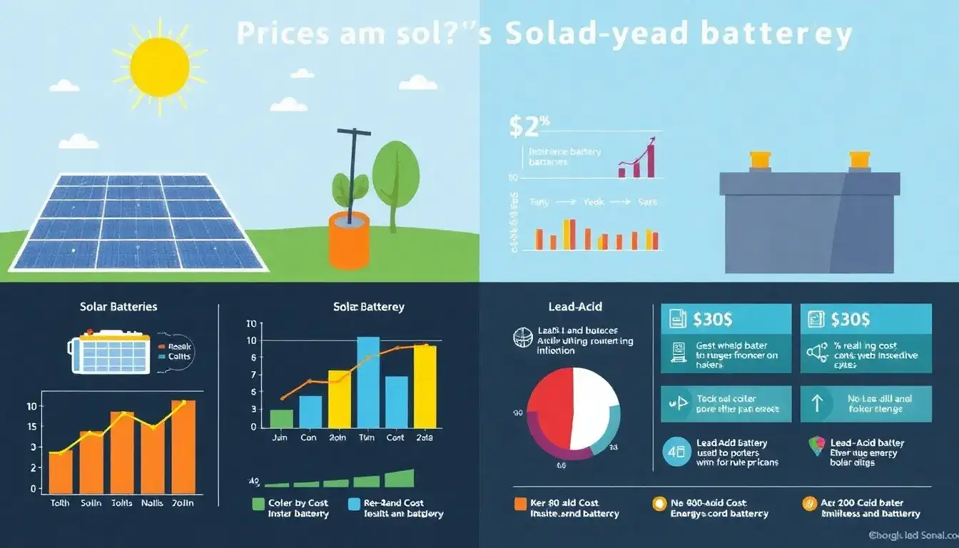 How do the costs of solar batteries compare to other energy storage options like lead-acid batteries