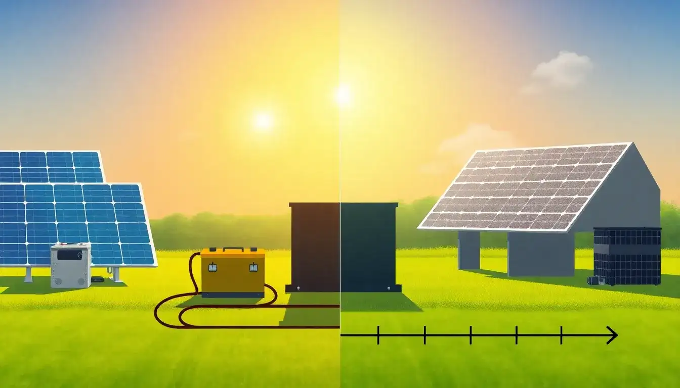 How does battery degradation affect the long-term efficiency of solar power systems