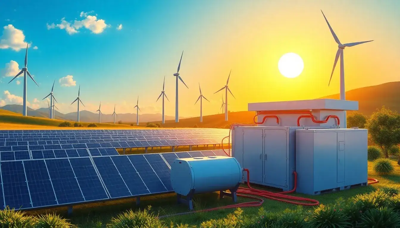 How do energy storage systems interact with renewable energy sources like solar and wind