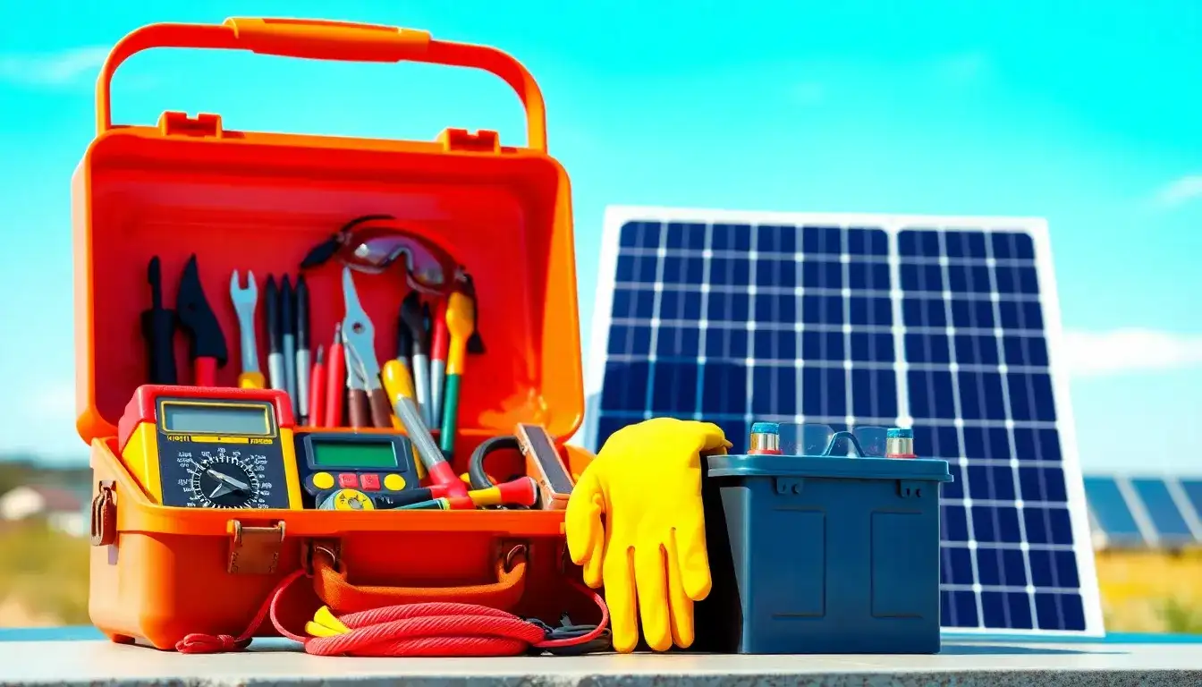 Are there specific tools needed for regular solar battery maintenance