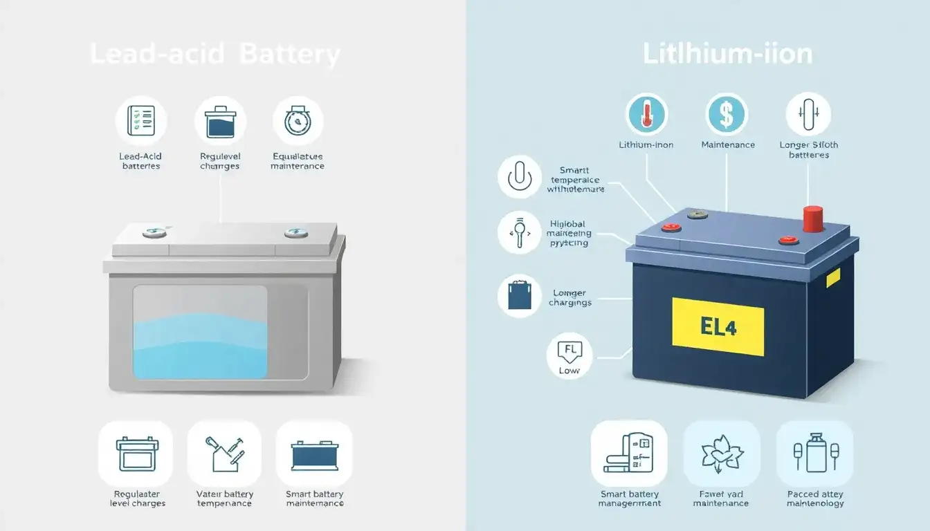 What are the differences in maintenance requirements between lead-acid and lithium-ion batteries