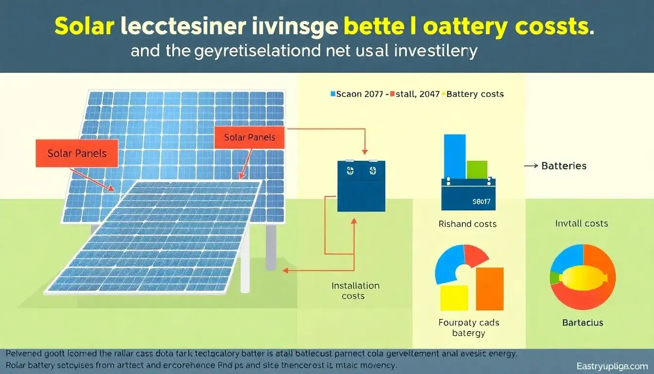 How do battery costs impact the overall cost of a solar system