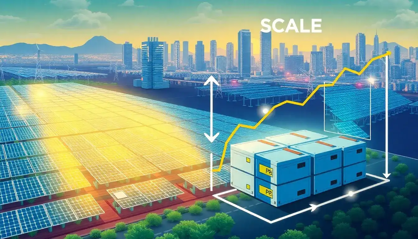 How do economies of scale affect the cost of solar and battery storage