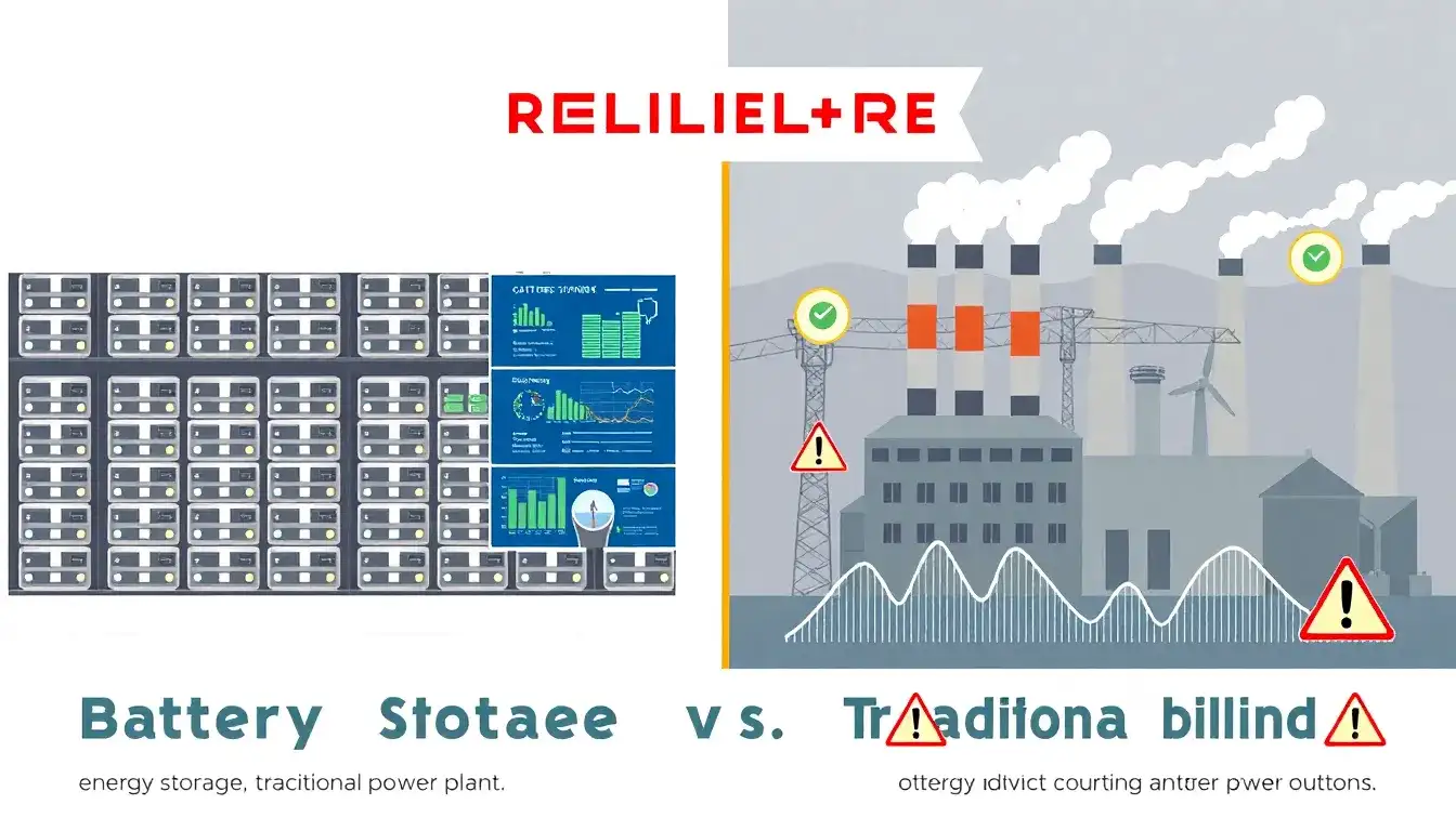 How does battery energy storage compare to traditional power plants in terms of reliability