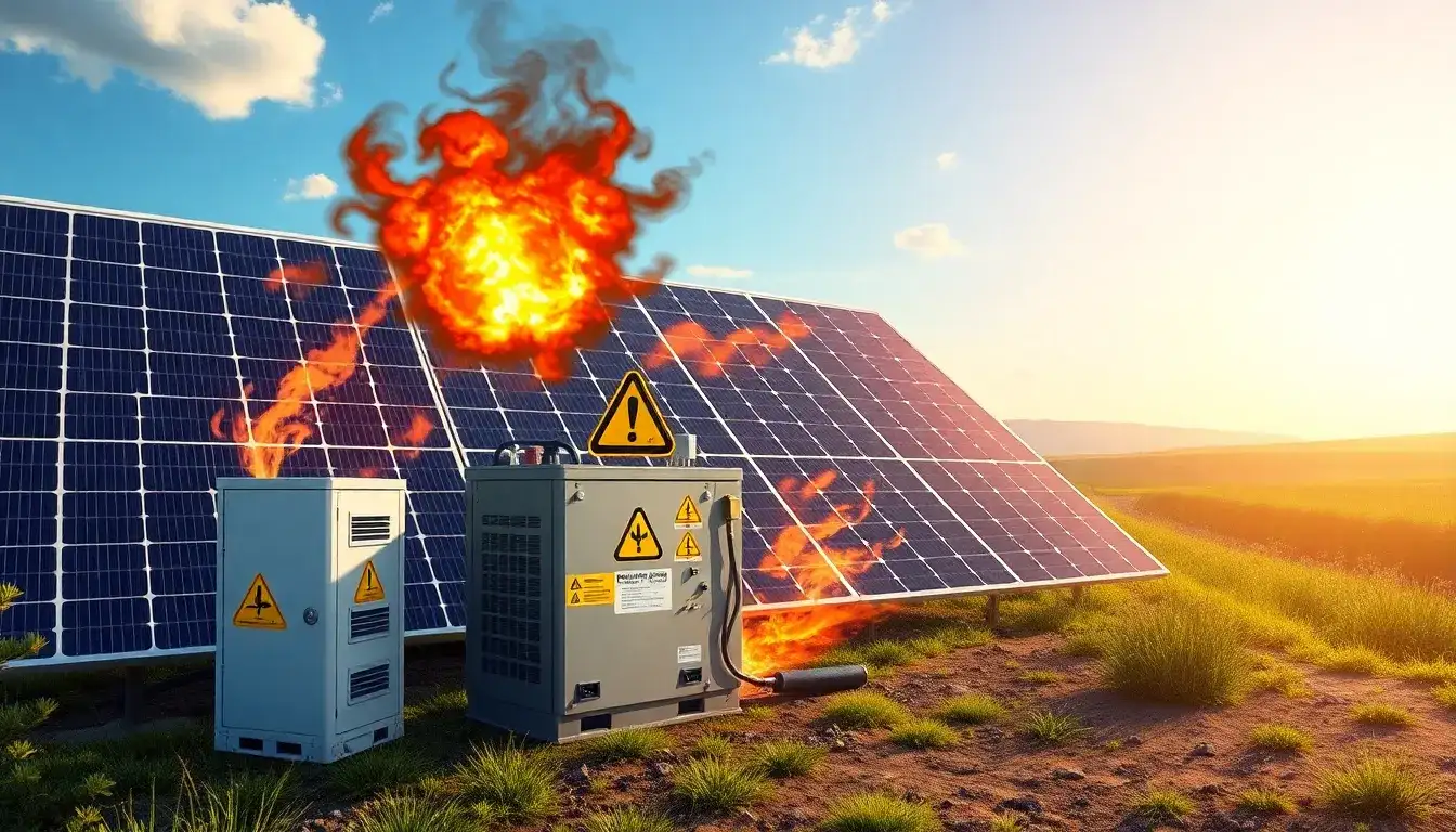 What are the main safety concerns with lithium-ion batteries in solar energy systems