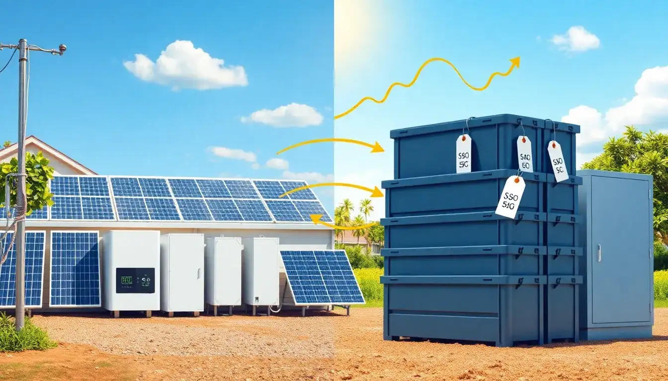 How does the cost of lithium-ion batteries impact the overall cost of solar energy systems