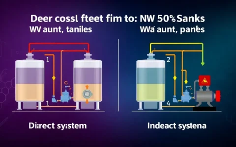 How does the two-tank direct system compare to the two-tank indirect system in terms of efficiency