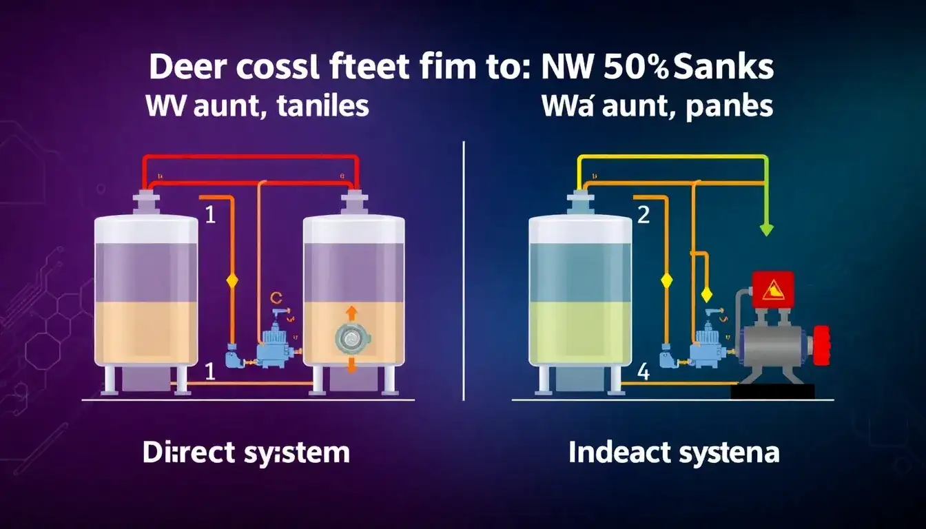 How does the two-tank direct system compare to the two-tank indirect system in terms of efficiency