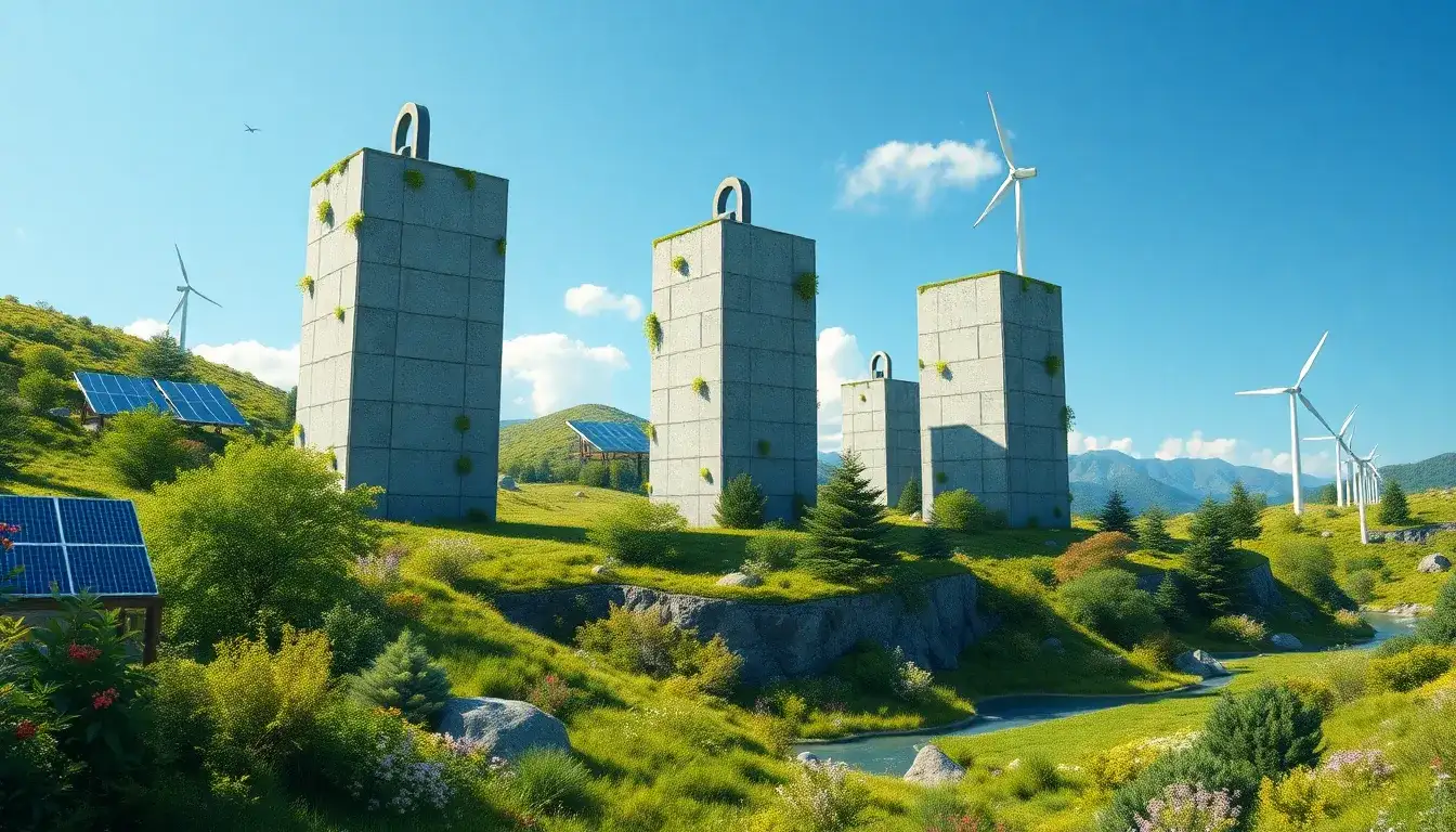 What are the main environmental benefits of using gravity-based energy storage