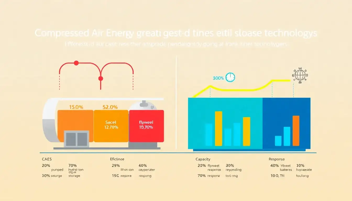 How does the efficiency of CAES compare to other large-scale energy storage technologies