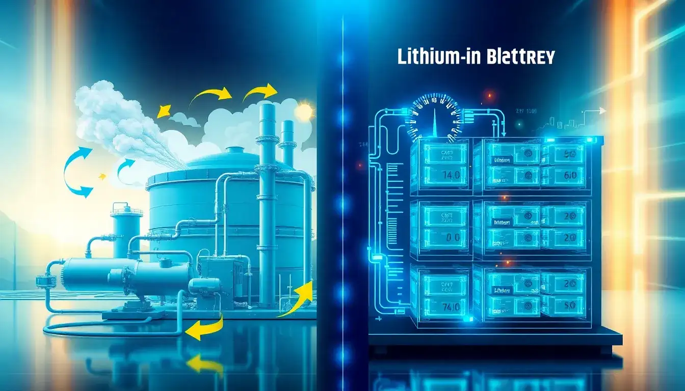 How does the efficiency of CAES compare to that of lithium-ion batteries