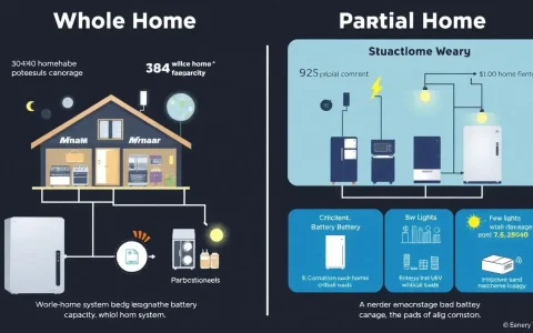 What are the main differences between whole-home and partial-home battery backup systems