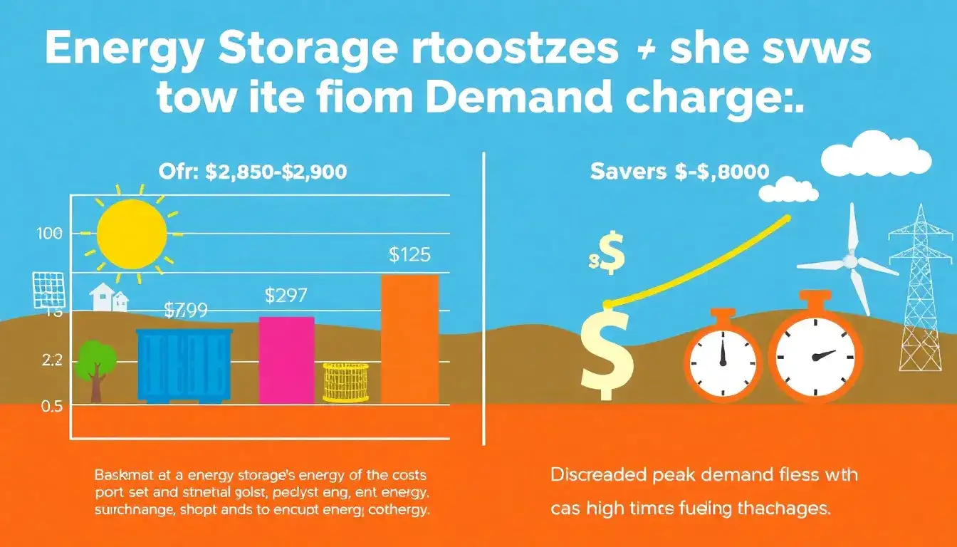 How does the cost of energy storage compare to the savings from reduced demand charges