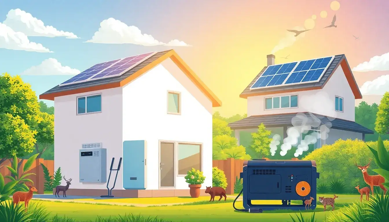 What are the environmental benefits of using a home battery system compared to traditional backup generators