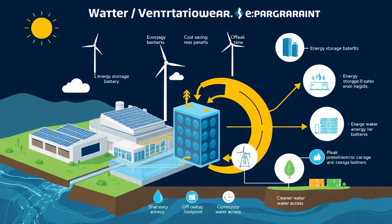 What are the benefits of using energy storage systems for peak-load management in water treatment facilities