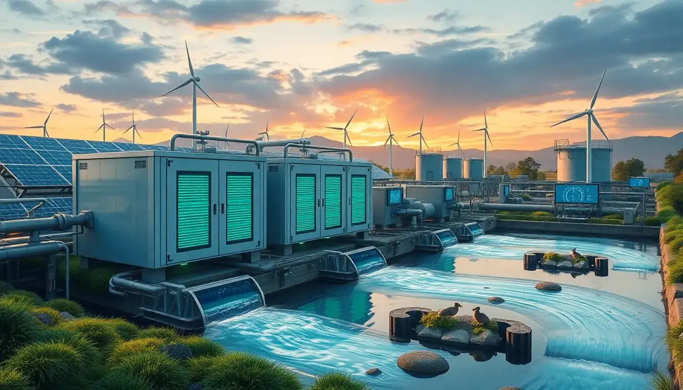 How do energy storage systems improve the reliability of water treatment facilities