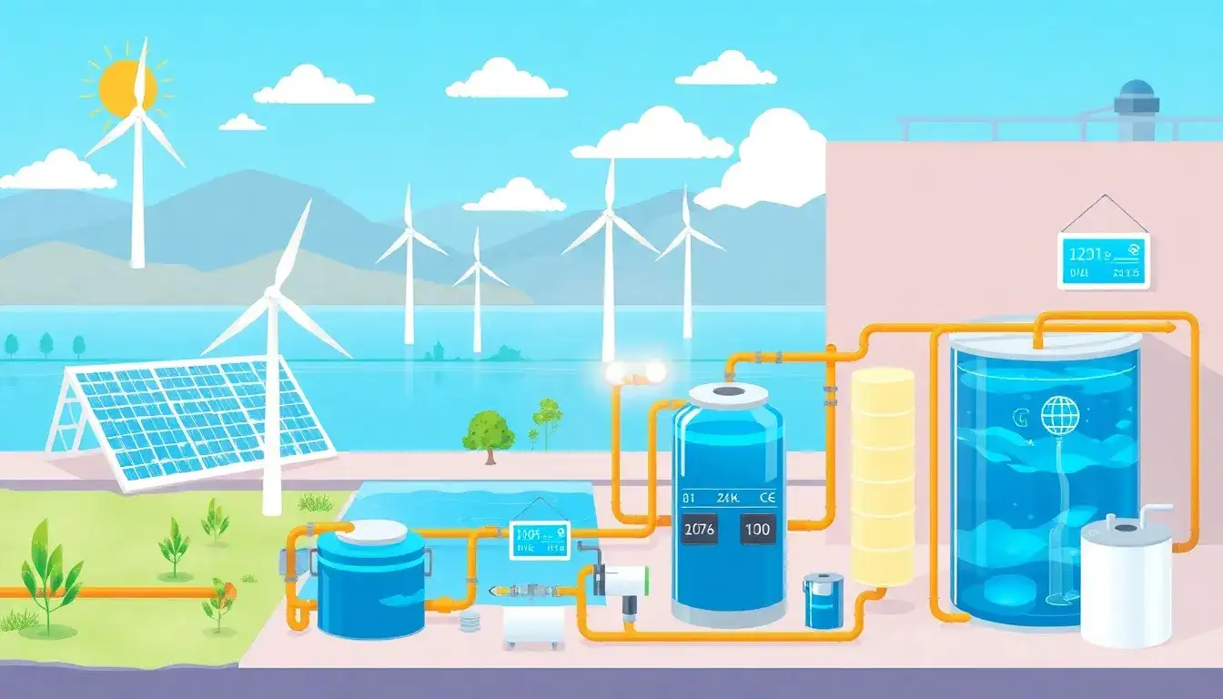 How do energy storage systems help integrate renewable energy sources into water treatment facilities