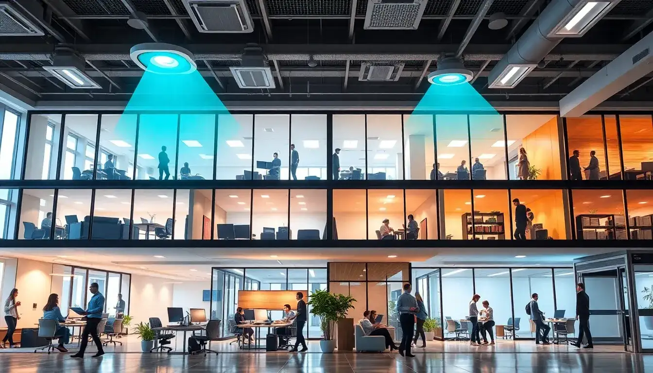 How do occupancy sensors contribute to energy savings in office buildings
