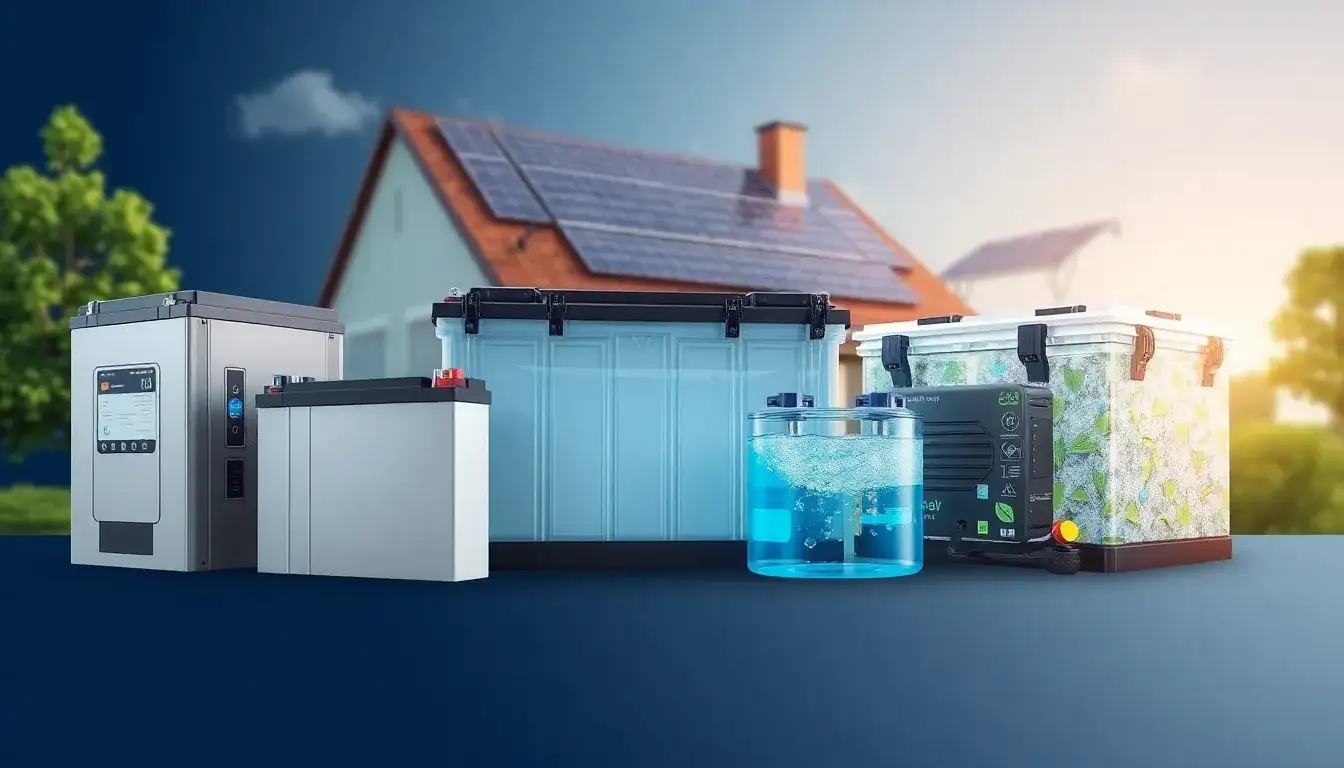 What types of batteries are most commonly used in residential energy storage systems