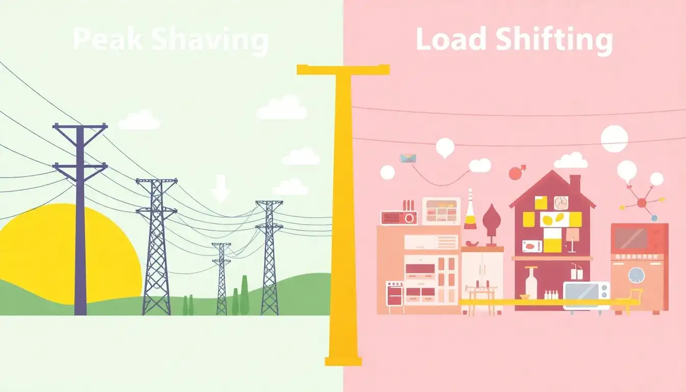 How does peak shaving compare to load shifting in terms of grid efficiency