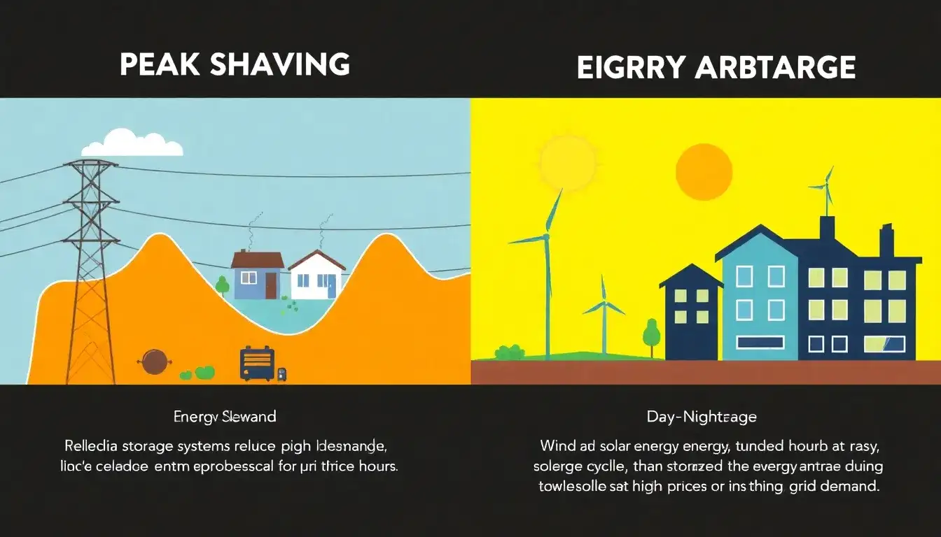 How does peak shaving differ from energy arbitrage in terms of benefits and implementation