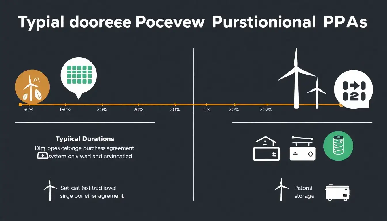 What are the typical durations for storage PPAs compared to traditional PPAs