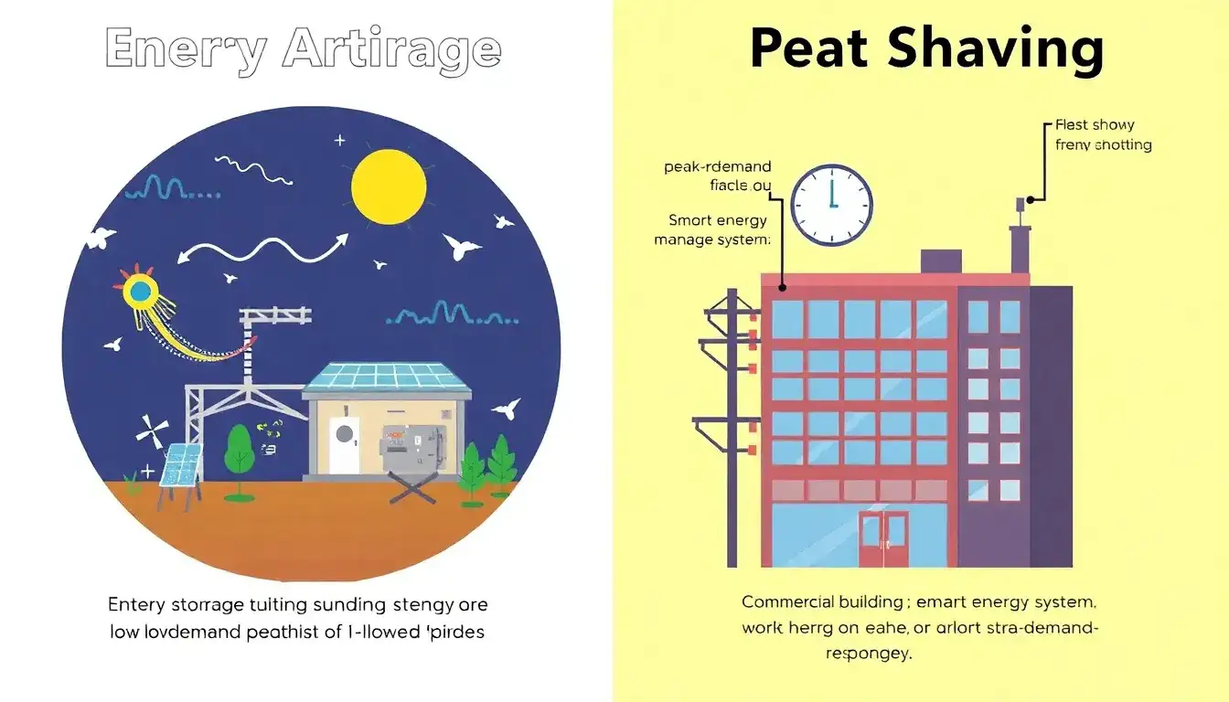 How do energy arbitrage and peak shaving strategies differ in their implementation