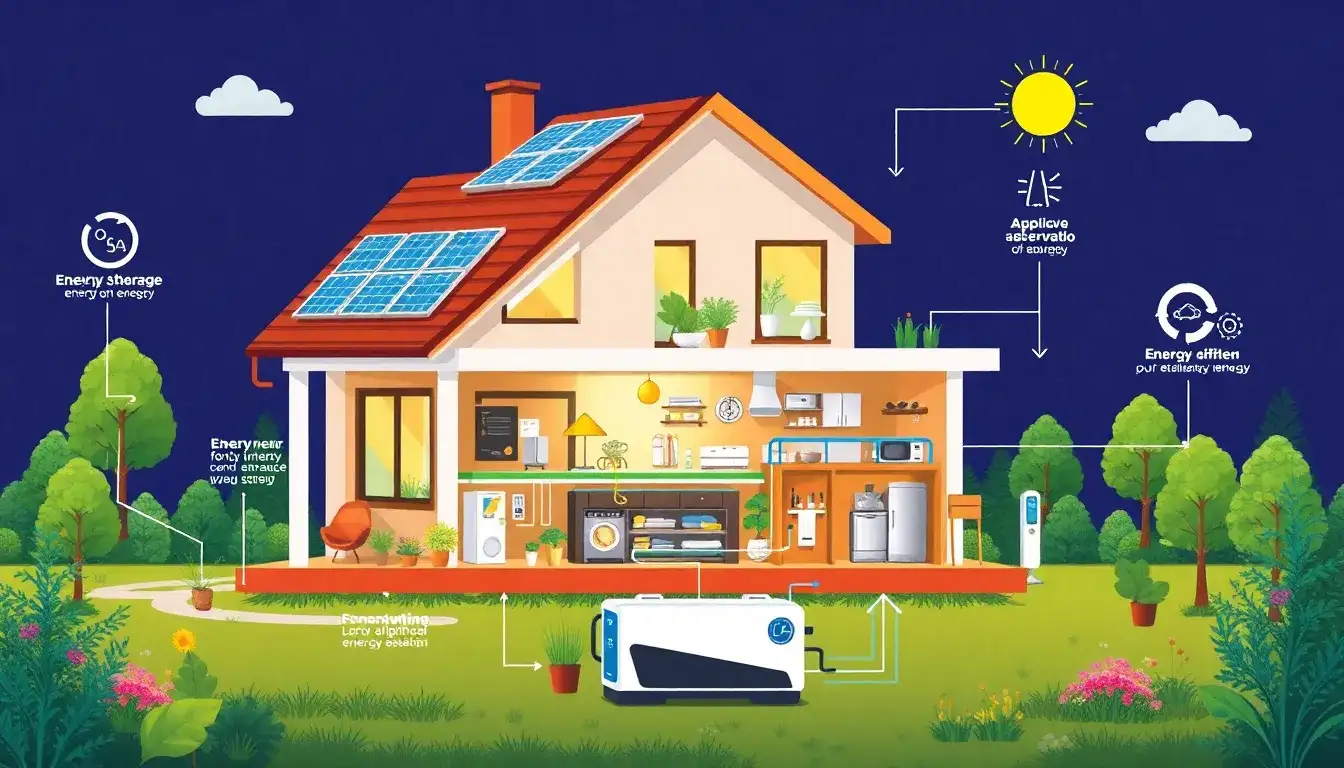 How does battery storage impact the overall energy efficiency of a home