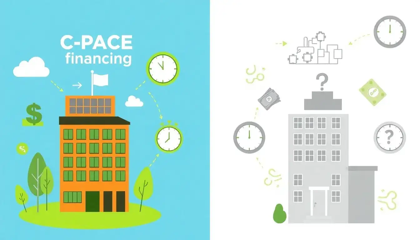 How does C-PACE financing compare to traditional financing methods for retrofits