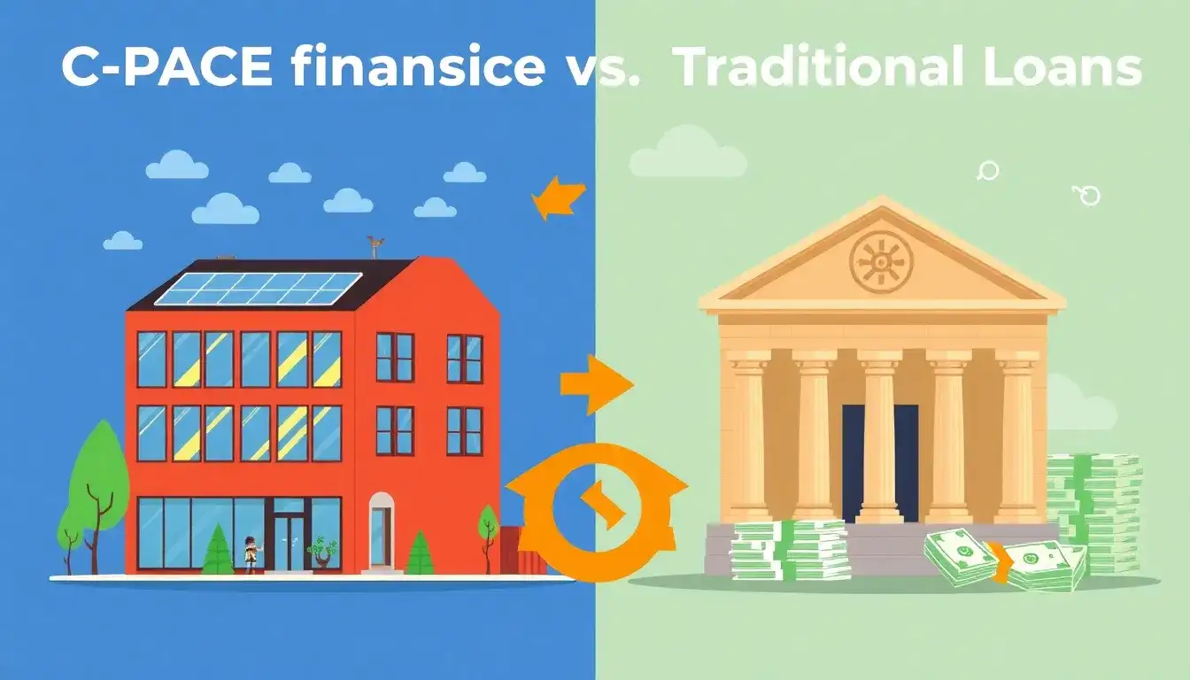 How does C-PACE financing compare to traditional bank loans