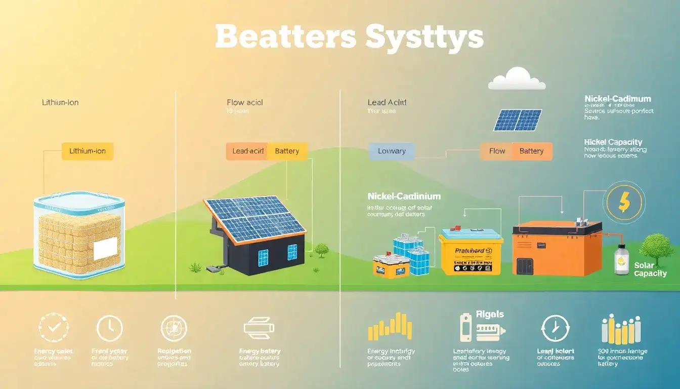 What types of batteries are most commonly used in solar storage systems