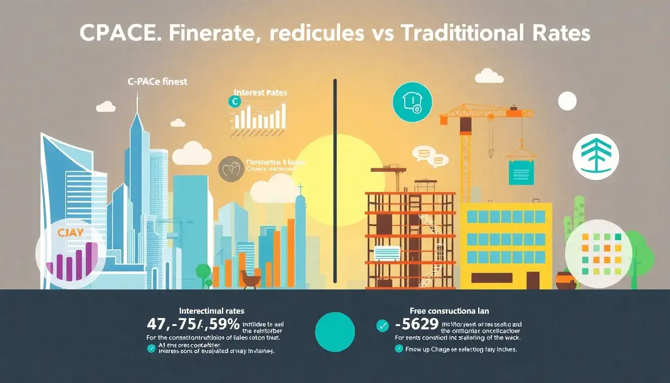 How do C-PACE interest rates compare to traditional construction loans