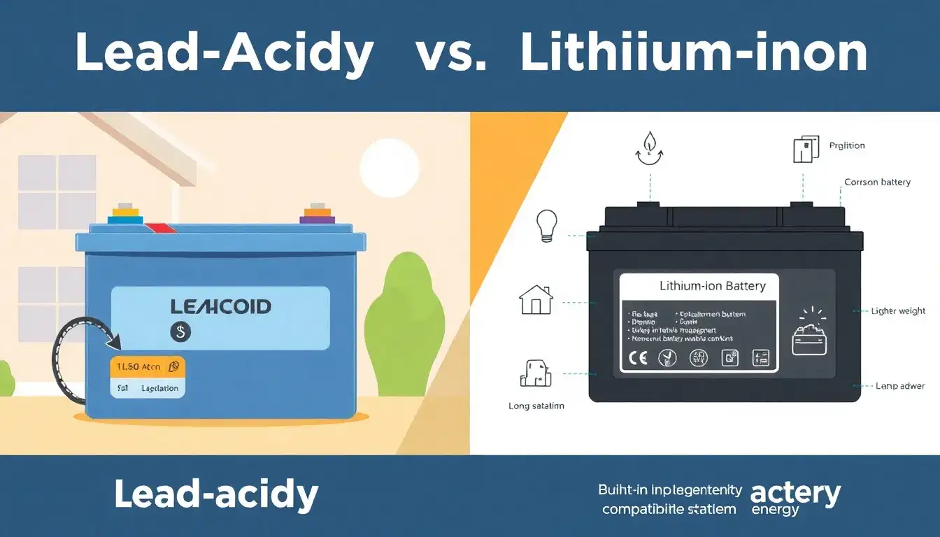 What are the main differences between lead-acid and lithium-ion batteries for residential use