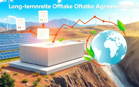 How do long-term offtake agreements benefit energy storage projects