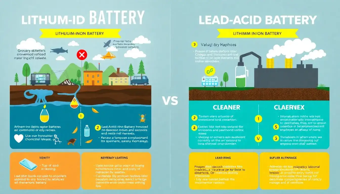 What are the environmental impacts of disposing of lithium-ion batteries versus lead-acid batteries