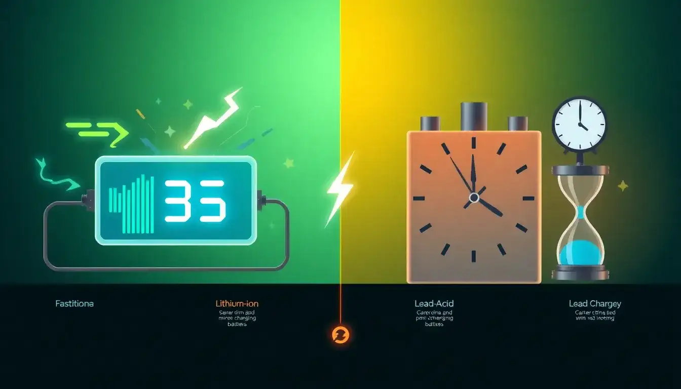 How do the charging times of lithium-ion batteries compare to those of lead-acid batteries