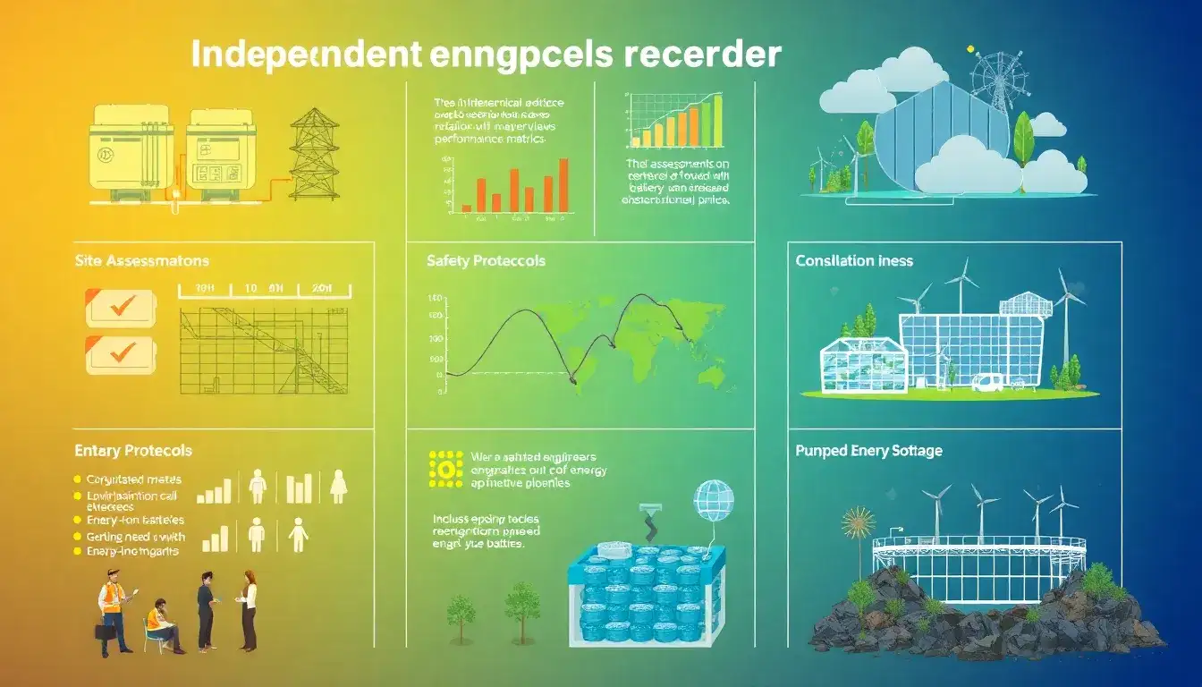 What are the key components included in an independent engineer report for energy storage projects