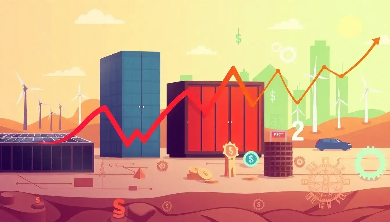 How does the volatility of battery component prices affect the profitability of energy storage projects