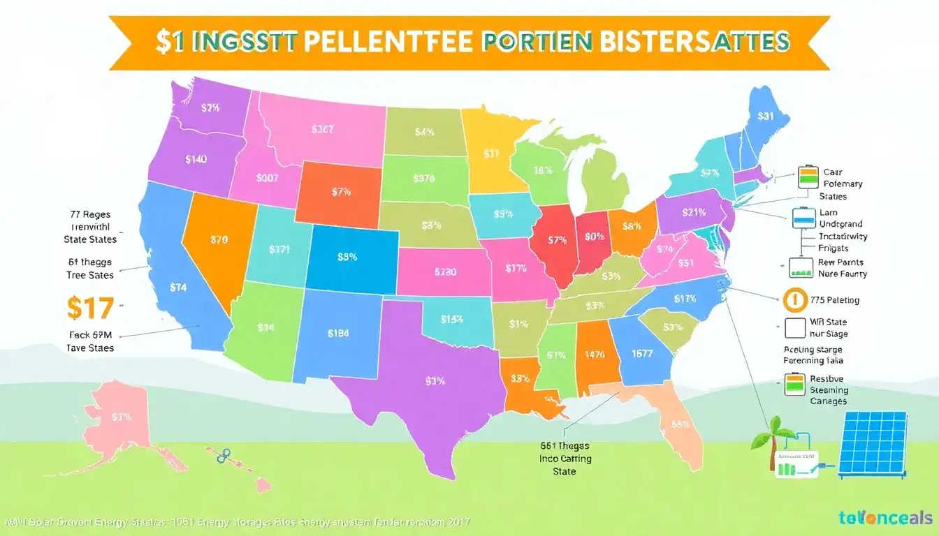 Which states have the highest upfront rebates for energy storage
