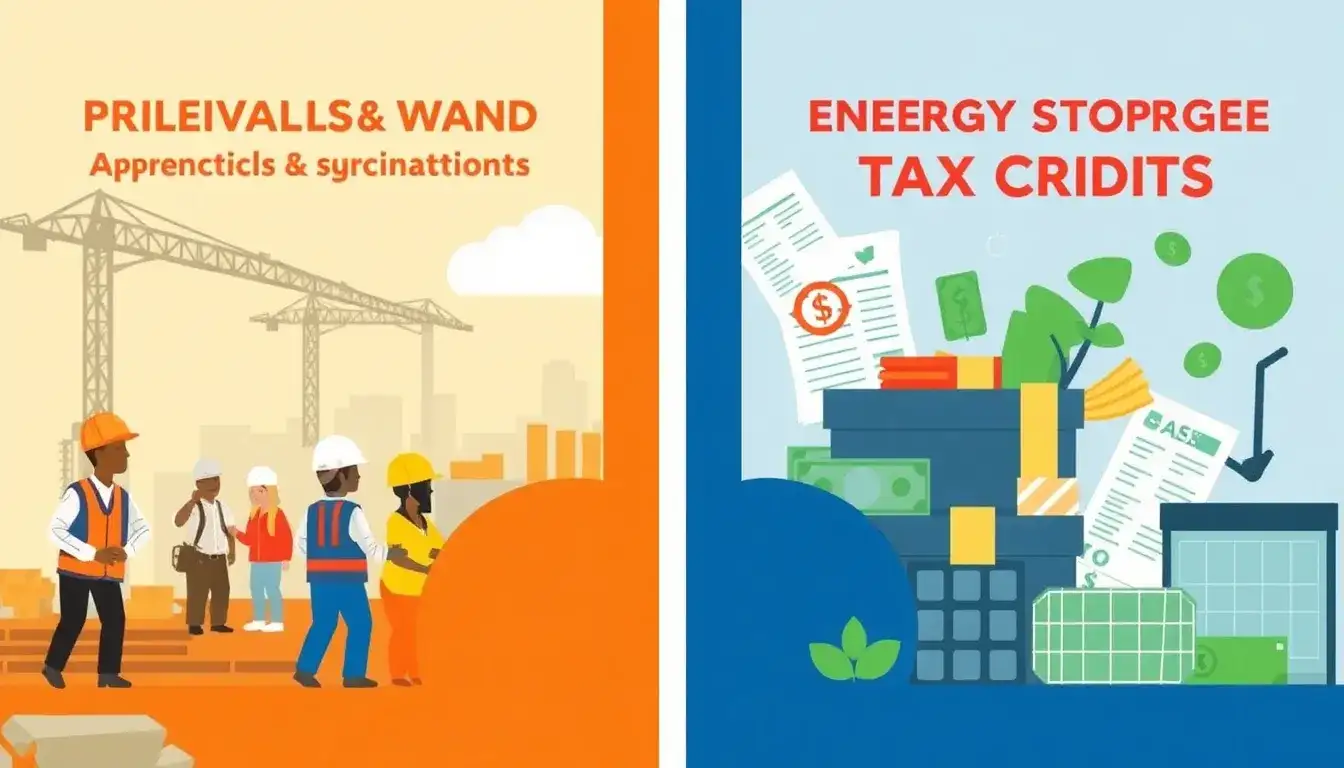 How do prevailing wage and apprenticeship requirements impact energy storage tax credits