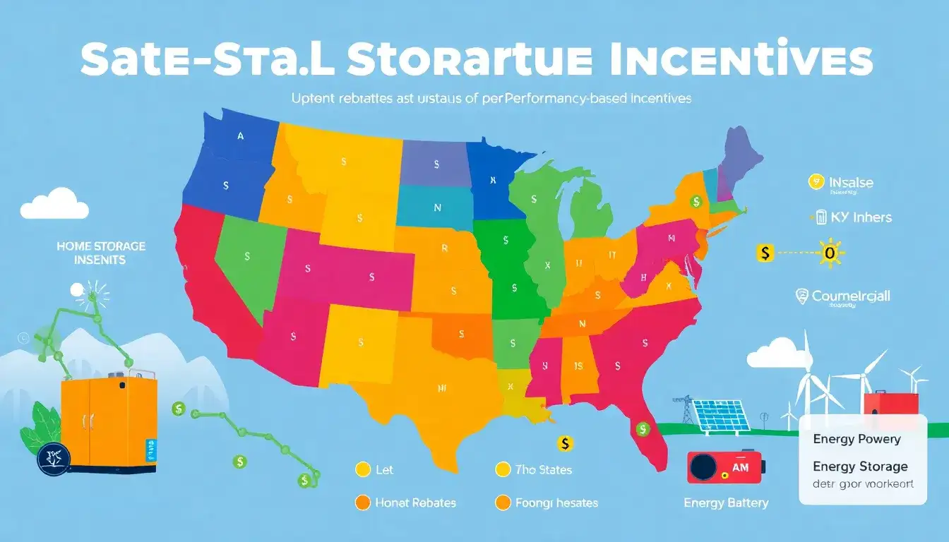Are there any states that offer both upfront rebates and performance-based incentives for energy storage